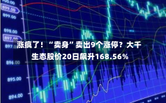 涨疯了！“卖身”卖出9个涨停？大千生态股价20日飙升168.56%