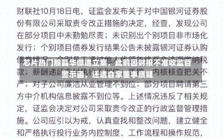 芯片热门股晶华微遭立案，此前因财报不准收监管警示函，还遭自家董事质疑