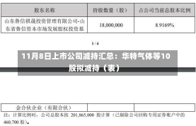 11月8日上市公司减持汇总：华特气体等10股拟减持（表）-第1张图片-玩游号