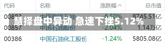 慧择盘中异动 急速下挫5.12%-第1张图片-玩游号