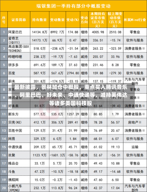 最新披露，景林加仓中概股，重点买入腾讯音乐、阿里巴巴、好未来、中通快递等，减持英伟达等诸多美国科技股-第1张图片-玩游号