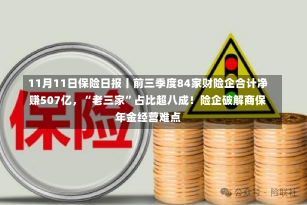 11月11日保险日报丨前三季度84家财险企合计净赚507亿，“老三家”占比超八成！险企破解商保年金经营难点-第3张图片-玩游号