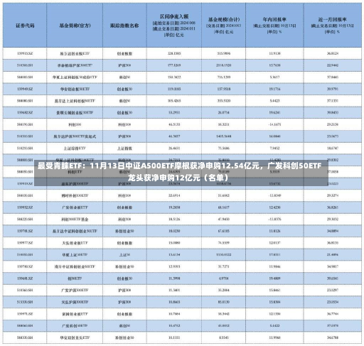 最受青睐ETF：11月13日中证A500ETF摩根获净申购12.54亿元，广发科创50ETF龙头获净申购12亿元（名单）-第2张图片-玩游号