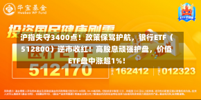 沪指失守3400点！政策保驾护航，银行ETF（512800）逆市收红！高股息顽强护盘，价值ETF盘中涨超1%！-第1张图片-玩游号