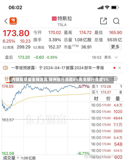 内银股早盘全线走高 郑州银行涨超8%民生银行涨超5%-第1张图片-玩游号